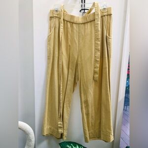 Golden Linen Capris with Sash